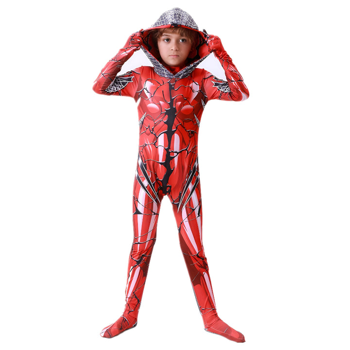 Halloween Costume Kids Superhero Hooded Jumpsuit