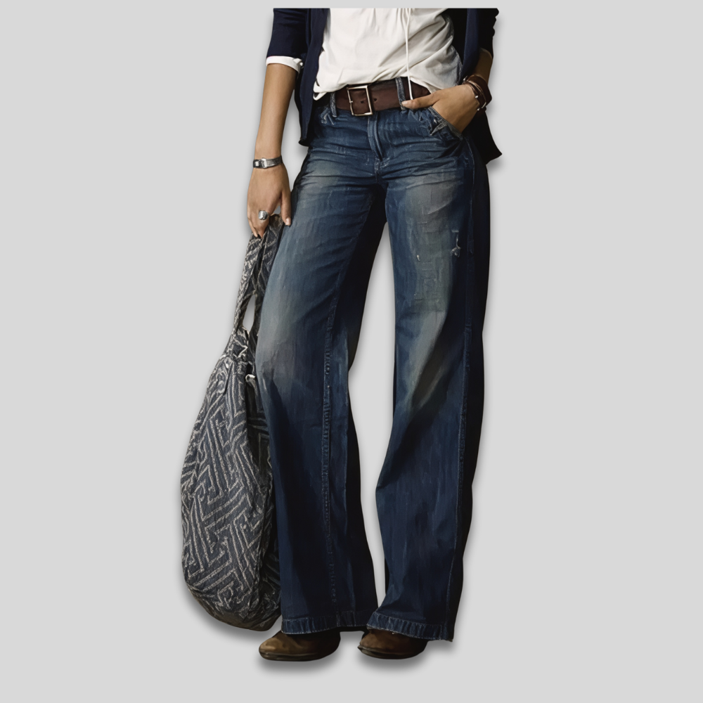 Women's Vintage Relaxed Wide Leg Jeans High Waisted Full Length