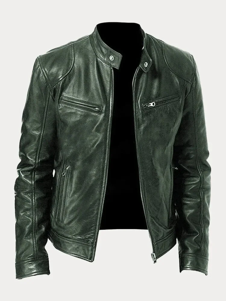 Men’s Bomber Leather Jacket | Faux Oversized Style