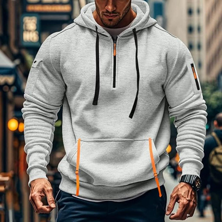Men’s Winter Hoodie Jacket | Half-Zip, Utility Pockets