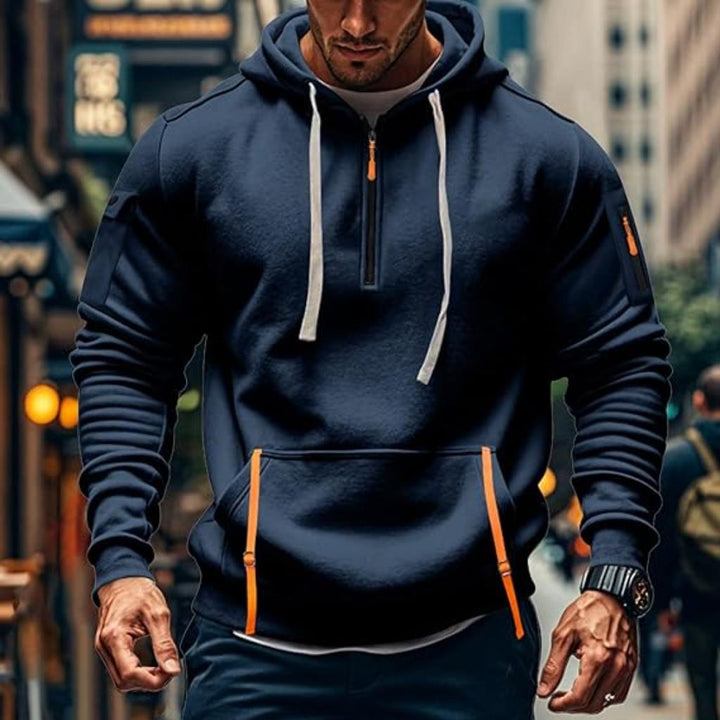 Men’s Winter Hoodie Jacket | Half-Zip, Utility Pockets
