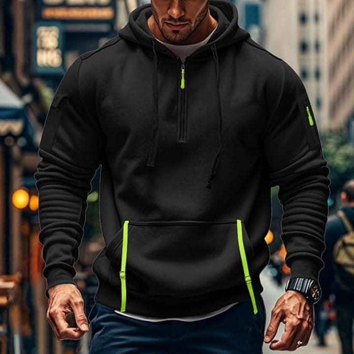 Men’s Winter Hoodie Jacket | Half-Zip, Utility Pockets