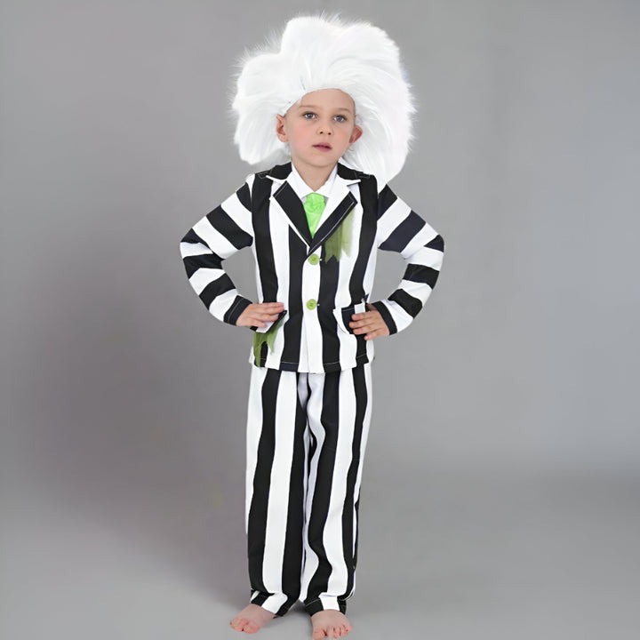 Kids Halloween Costume Black White Striped Suit