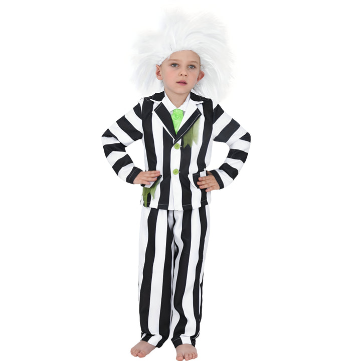 Kids Halloween Costume Black White Striped Suit