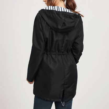 Women Waterproof Long Jacket | Hooded Waist Rain Coat