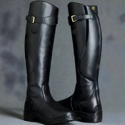 Women’s Leather Knee-High Boots | Waterproof Riding, Buckle