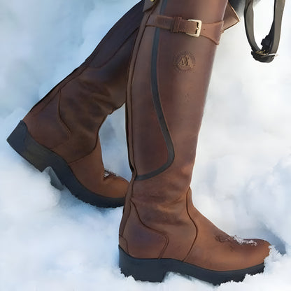 Women’s Leather Knee-High Boots | Waterproof Riding, Buckle