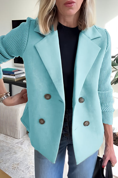 Women Lightweight Spring Coat | Long Knit Sleeve Blazer