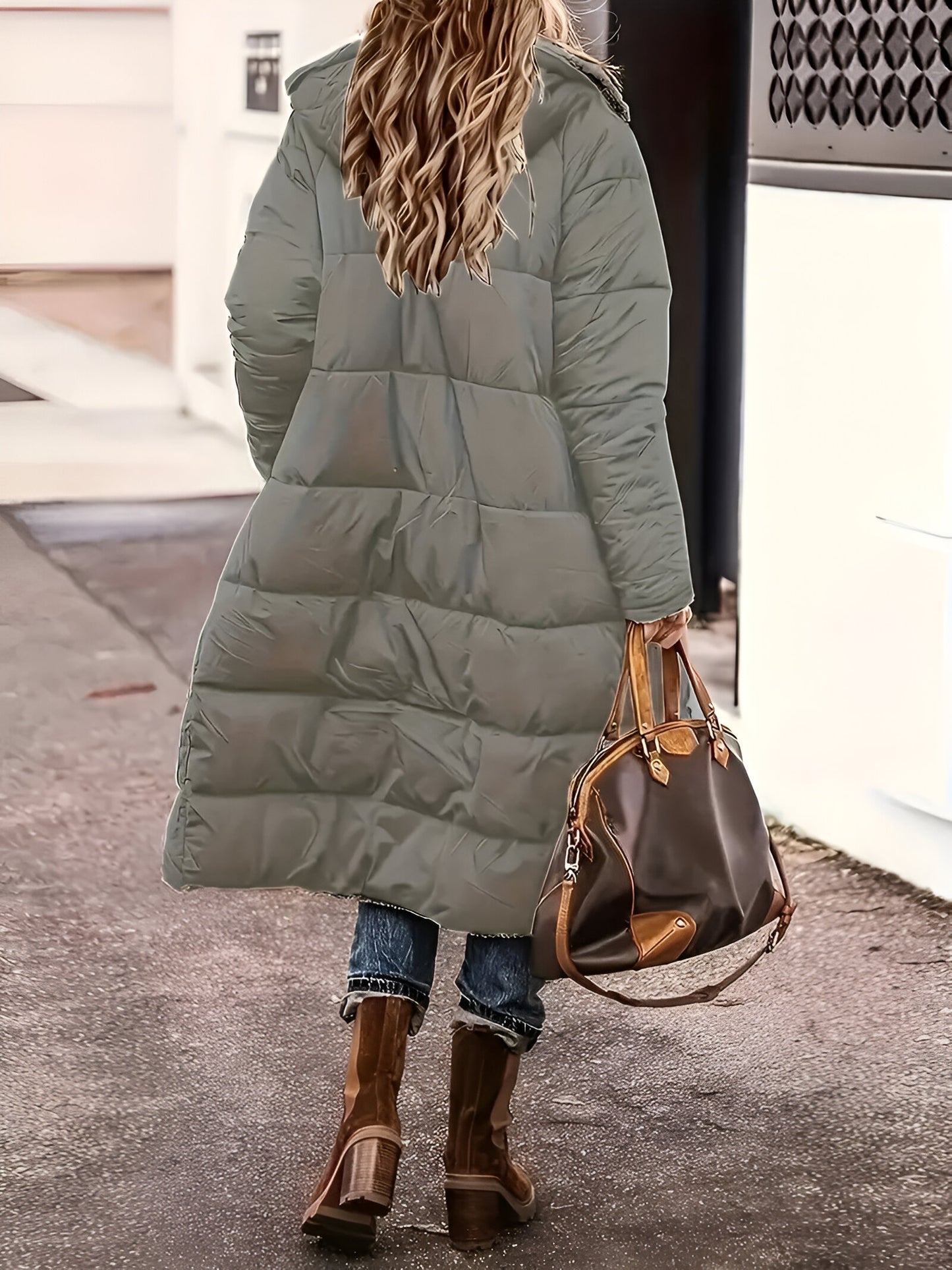 Women’s Long Hooded Puffer Coat | Shearling Lined Warm Winter