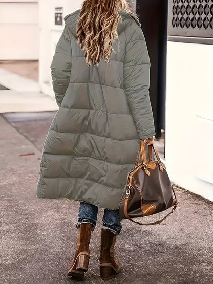 Women’s Long Hooded Puffer Coat | Shearling Lined Warm Winter
