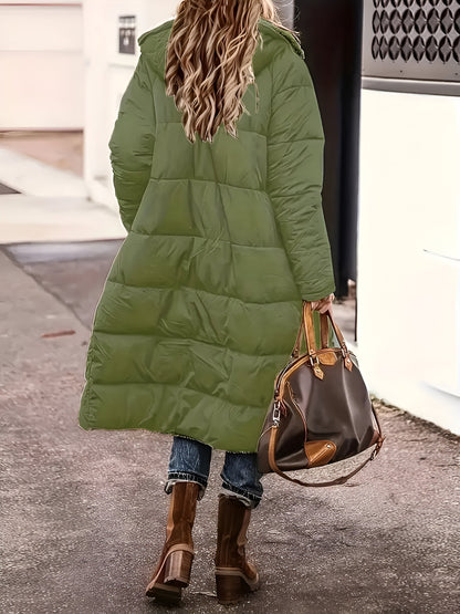 Women’s Long Hooded Puffer Coat | Shearling Lined Warm Winter