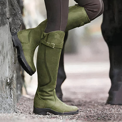 Women’s Leather Knee-High Boots | Waterproof Riding, Buckle