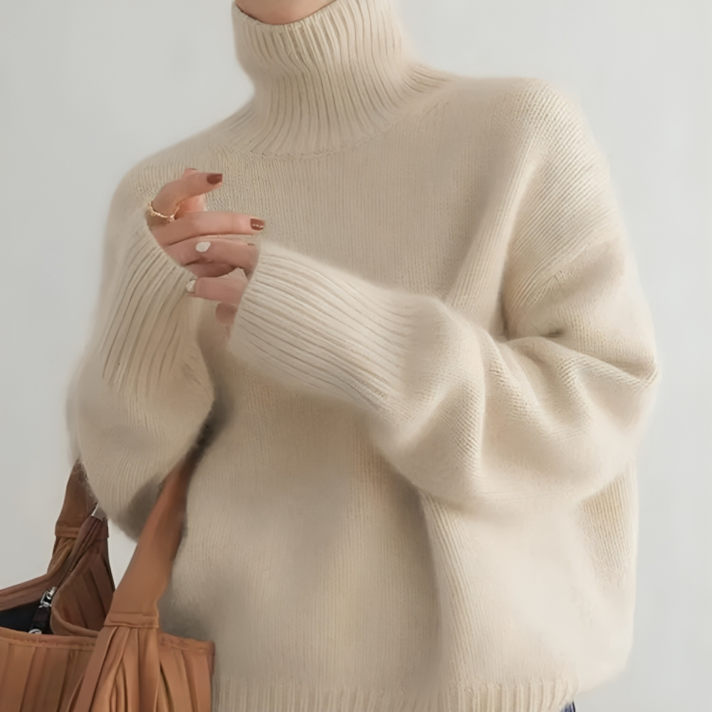 Women's Cozy Turtleneck Sweater Ribbed Long Sleeve