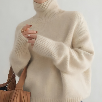 Women's Cozy Turtleneck Sweater Ribbed Long Sleeve