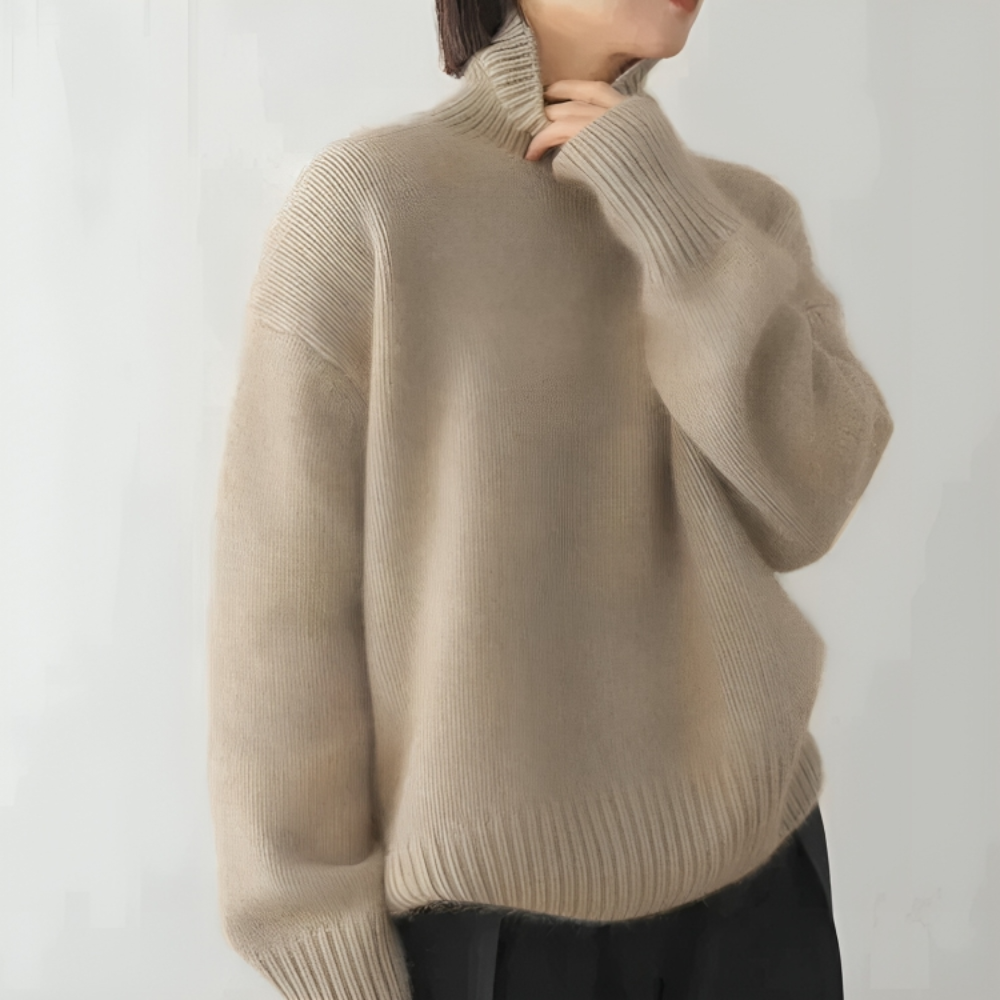 Women's Cozy Turtleneck Sweater Ribbed Long Sleeve