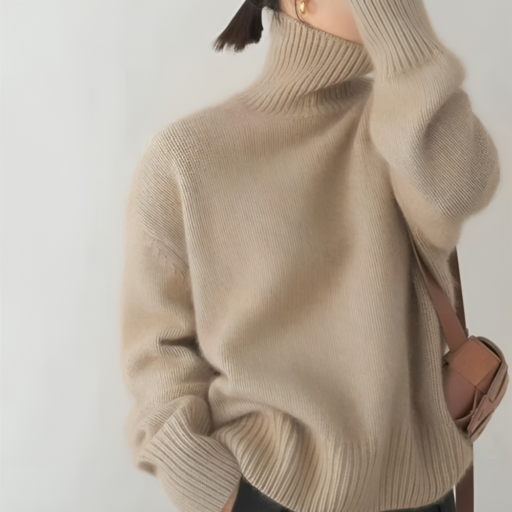 Women's Cozy Turtleneck Sweater Ribbed Long Sleeve