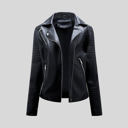 Women's Stylish Moto Jacket Slim Fit Asymmetrical Zip