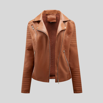 Women's Stylish Moto Jacket Slim Fit Asymmetrical Zip