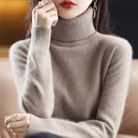 Cashmere Turtleneck Sweater Women’s Black Elegant Warmth 0