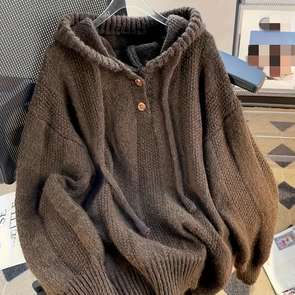 Women’s Oversized Cozy Hooded Sweater Chunky Knit
