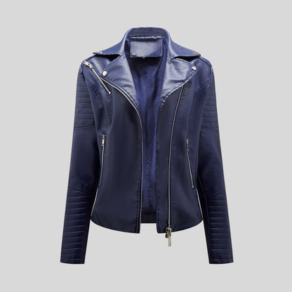 Women's Stylish Moto Jacket Slim Fit Asymmetrical Zip
