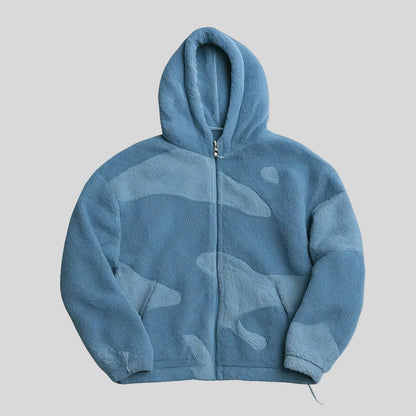 Men’s Oversized Hooded Fleece Jacket Zip Up Winter