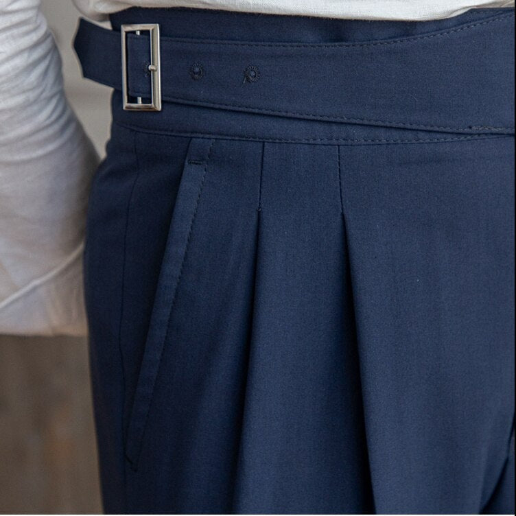 Men's Wide Leg Work Trousers | High Waist Pleated