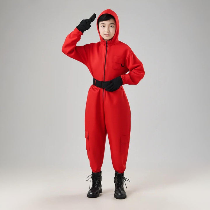 Halloween Costume Kids Red Guard Jumpsuit