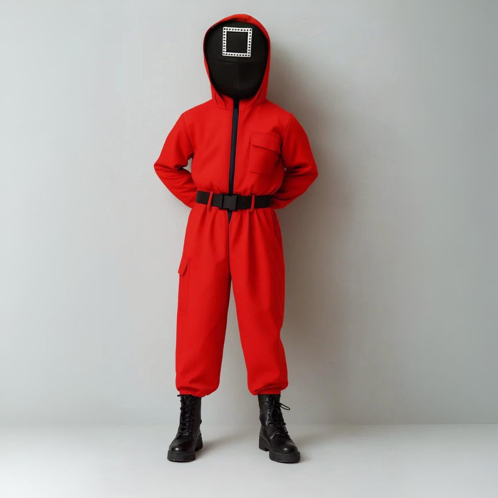 Halloween Costume Kids Red Guard Jumpsuit