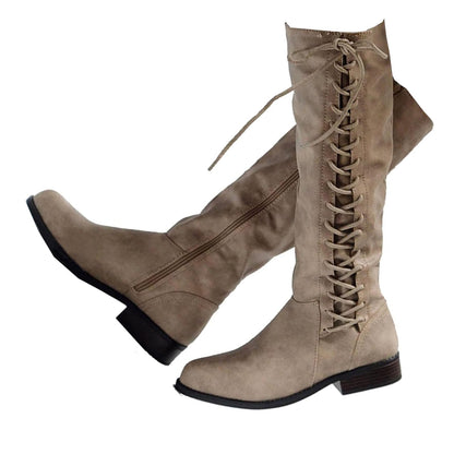 Women's Tall Lace Up Boot Knee High Comfortable