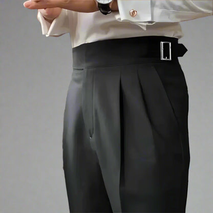 Men's Wide Leg Work Trousers | High Waist Pleated
