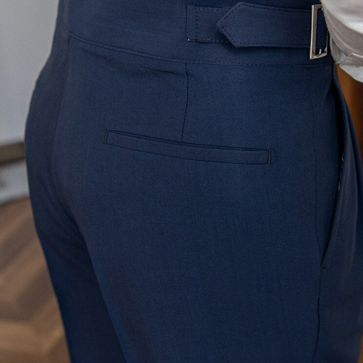 Men's Wide Leg Work Trousers | High Waist Pleated