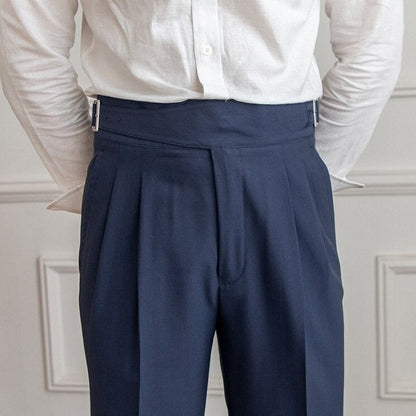 Men's Wide Leg Work Trousers | High Waist Pleated