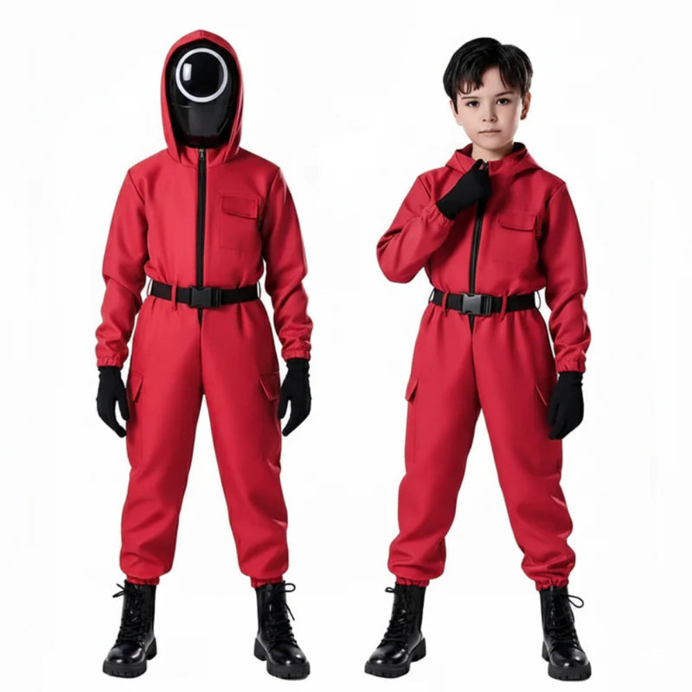 Halloween Costume Kids Red Guard Jumpsuit
