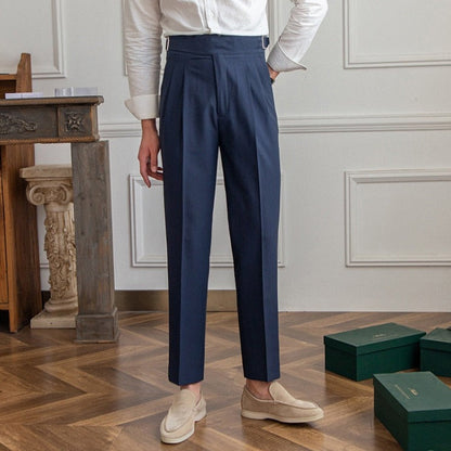 Men's Wide Leg Work Trousers | High Waist Pleated