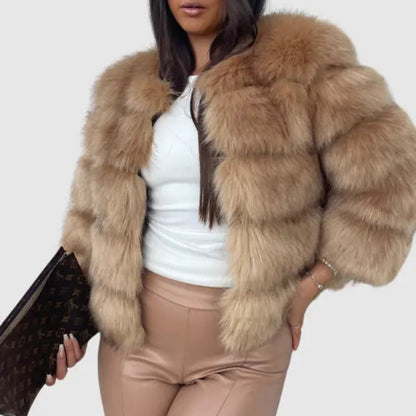 Women's Luxury Cropped Faux Fur Jacket Chic Soft Touch