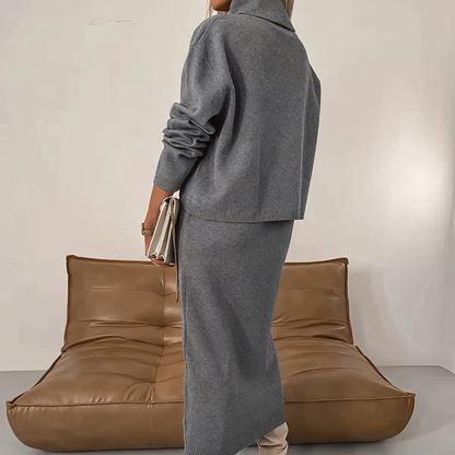 Women’s Elegant Knit Sweater Set Turtleneck Long Sleeve