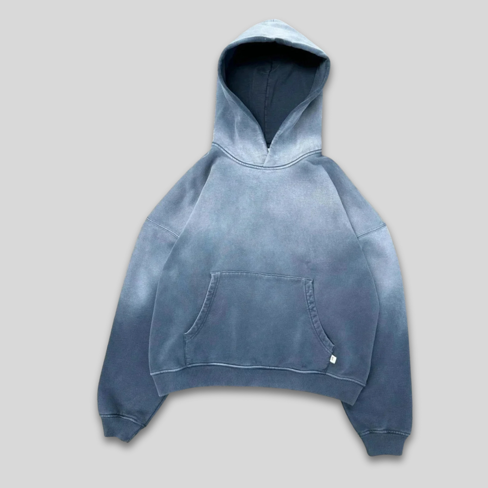 Men’s Distressed Graphic Hoodie Streetwear Patchwork