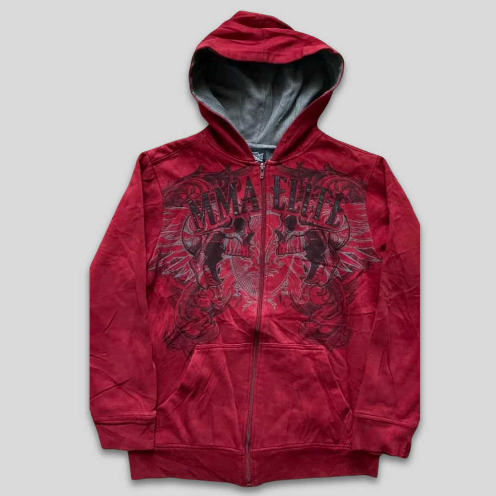 Men’s Distressed Graphic Hoodie Streetwear Patchwork