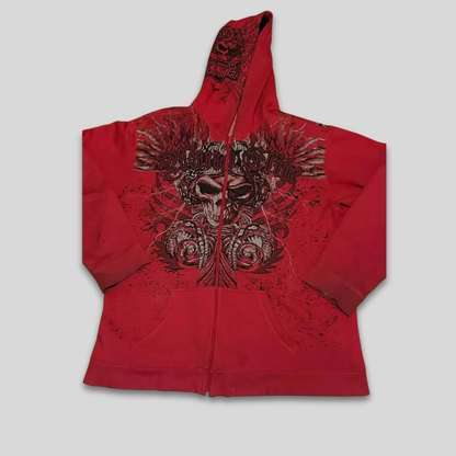 Men’s Distressed Graphic Hoodie Streetwear Patchwork