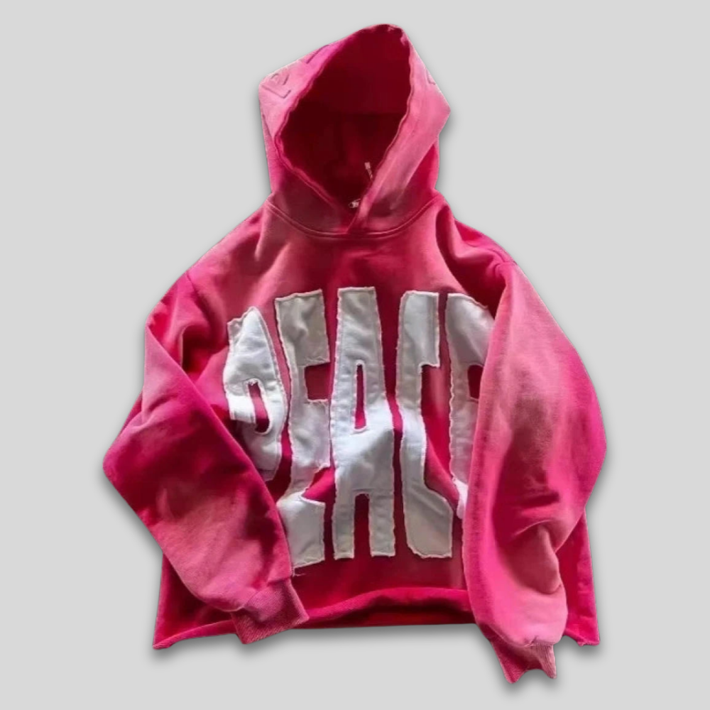 Men’s Distressed Graphic Hoodie Streetwear Patchwork