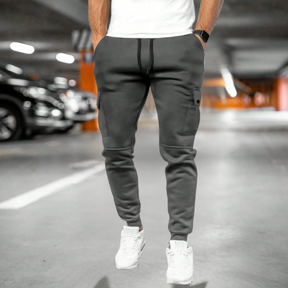 Men’s Casual Slim Fit Joggers Cargo Pockets Tapered Leg