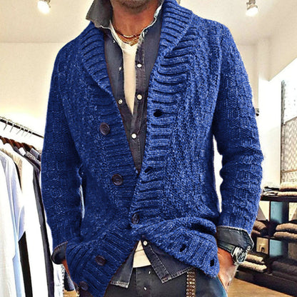 Men's Cardigan Vintage Knit Jacket with Lapel Collar Design 3