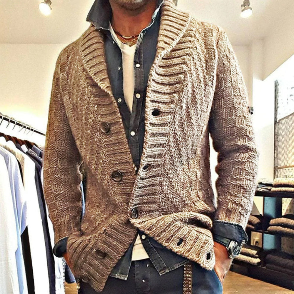 Men's Cardigan Vintage Knit Jacket with Lapel Collar Design 6