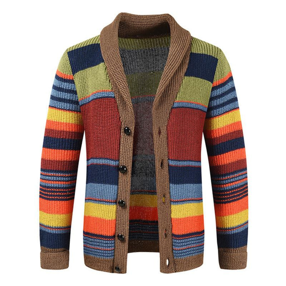 Men’s Colorblock Lapel Sweater Jacket | Casual Knit Outerwear