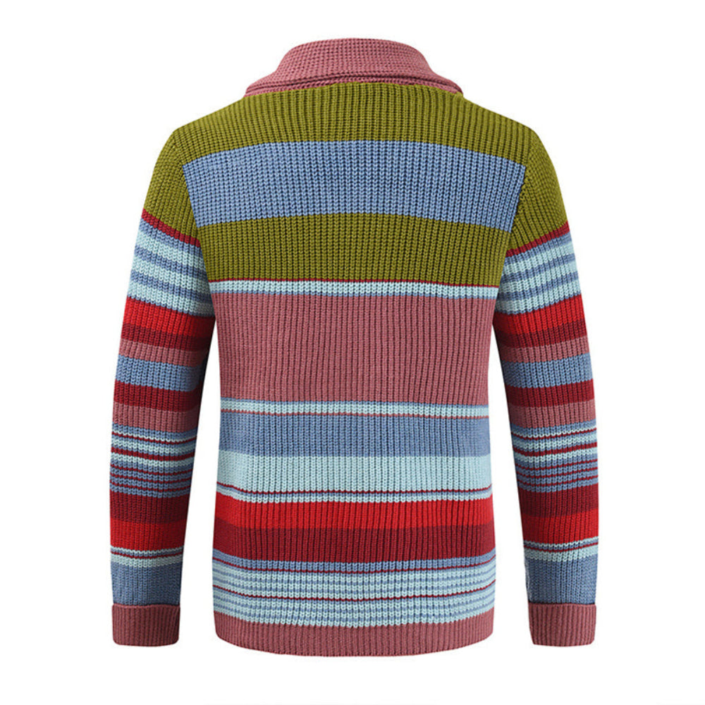 Men’s Colorblock Lapel Sweater Jacket | Casual Knit Outerwear