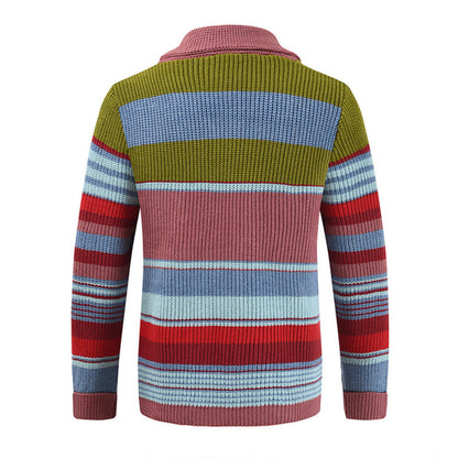Men’s Colorblock Lapel Sweater Jacket | Casual Knit Outerwear