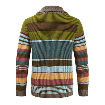 Men’s Colorblock Lapel Sweater Jacket | Casual Knit Outerwear