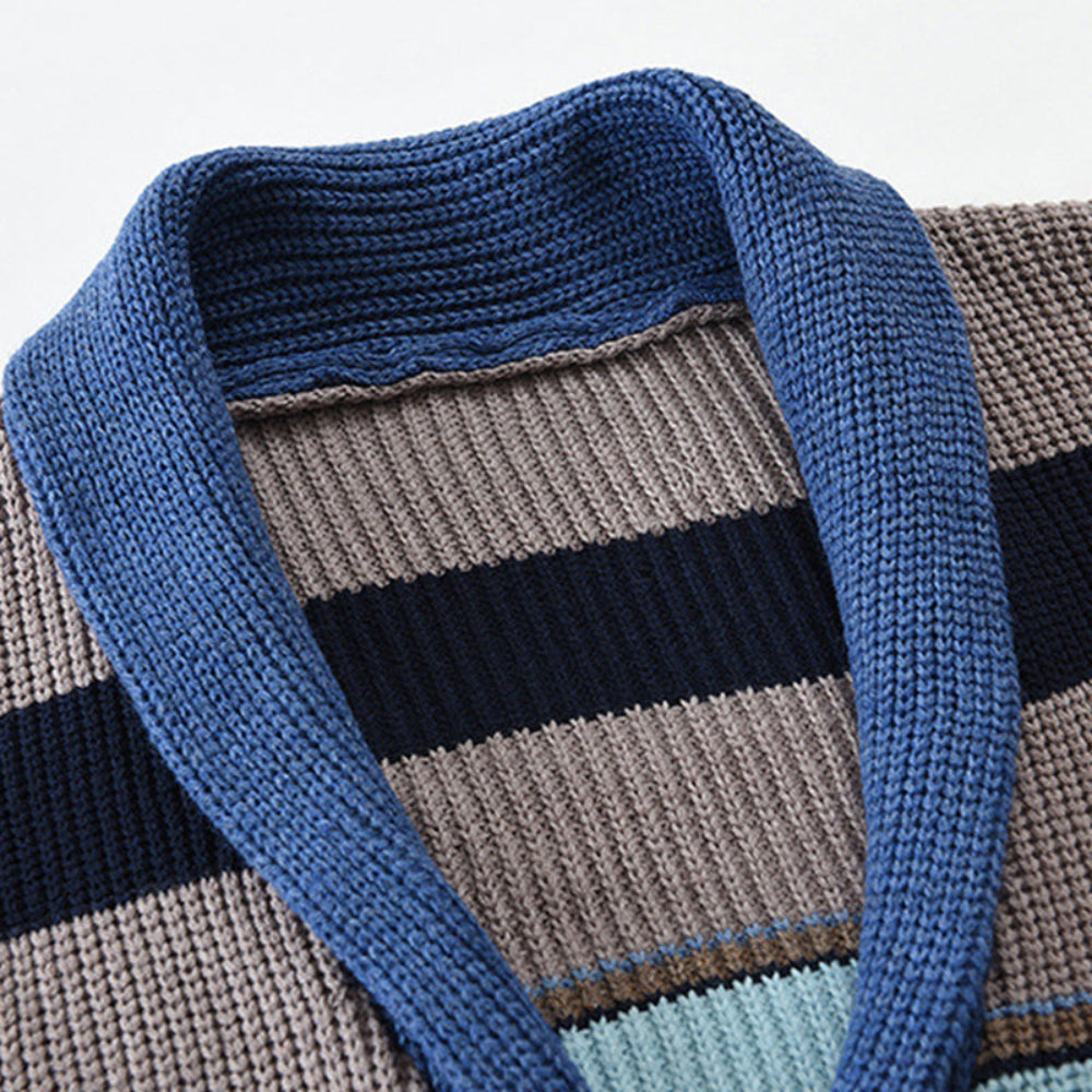 Men’s Colorblock Lapel Sweater Jacket | Casual Knit Outerwear