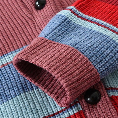 Men’s Colorblock Lapel Sweater Jacket | Casual Knit Outerwear